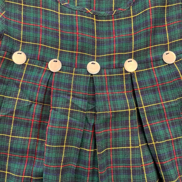 Girls Vintage Green Plaid girls jumper dress size‎ 4 handmade Christmas holiday - Picture 6 of 7